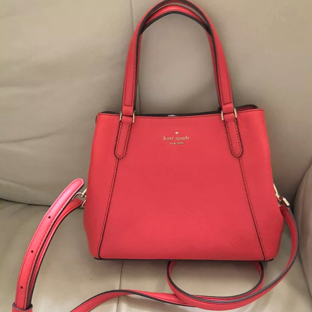 ♠️Kate Spade Jackson medium triple compartment satchel Cherry Red NWT...Damaged